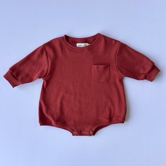 Harley Pocket Romper in Brick