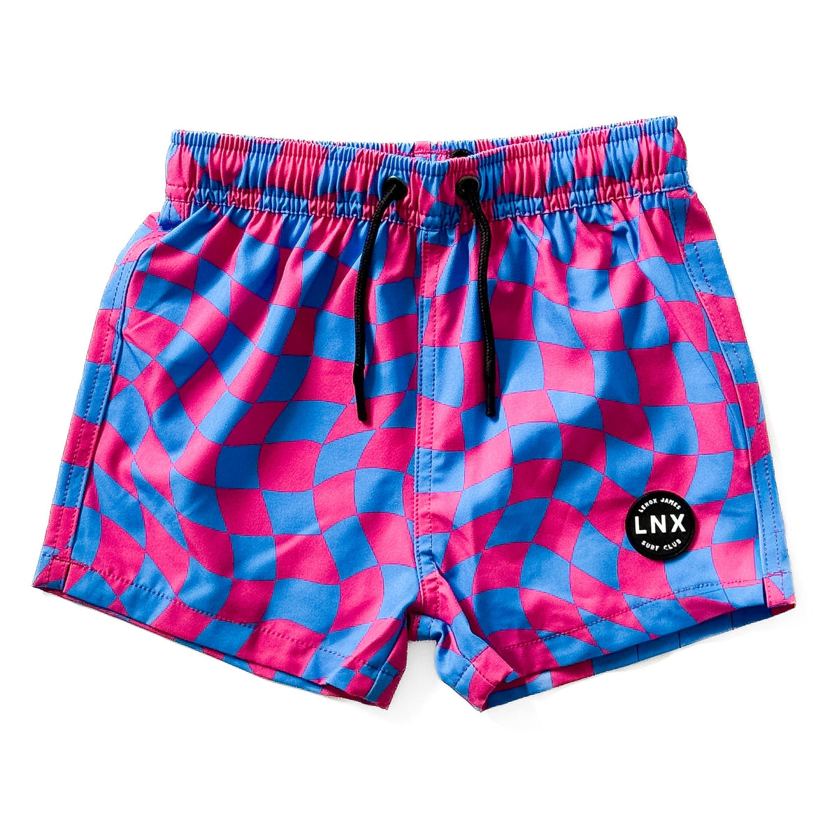SWIM TRUNK - WAVY CHECKS - BLUE/PINK