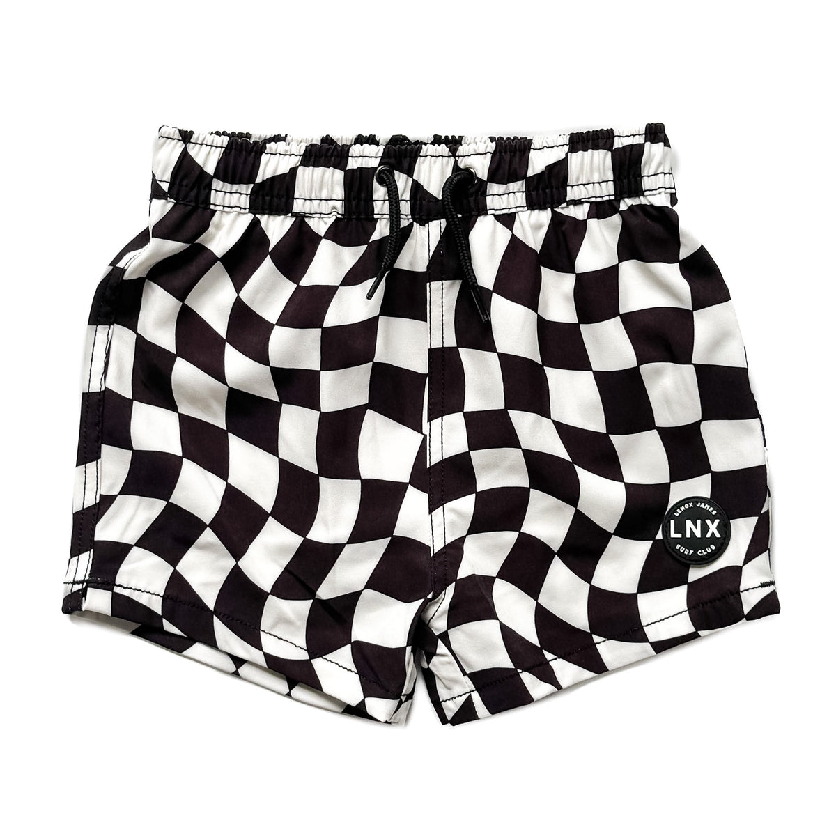 SWIM TRUNK - WAVY CHECKS - BLACK/WHITE