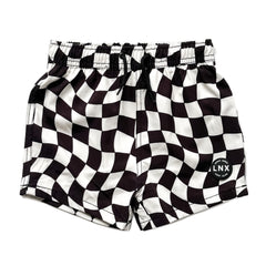SWIM TRUNK - WAVY CHECKS - BLACK/WHITE
