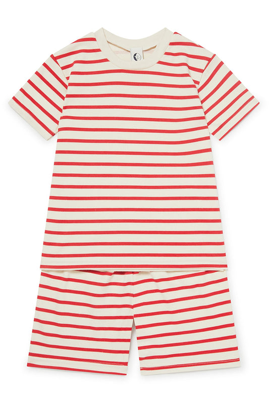 KIDS SHORTIE PYJAMA SET | RED & OATMEAL BRETON