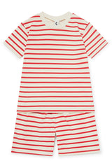 KIDS SHORTIE PYJAMA SET | RED & OATMEAL BRETON