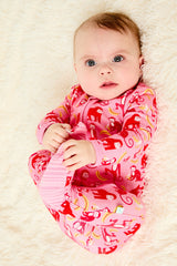Soft & Stretchy Zipper Footie - Monkeying Around Pink