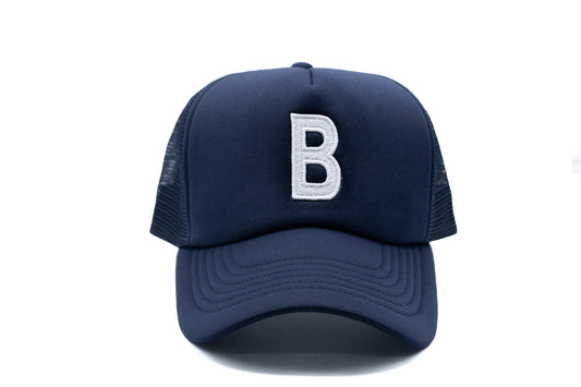 Navy Letter Trucker Hat