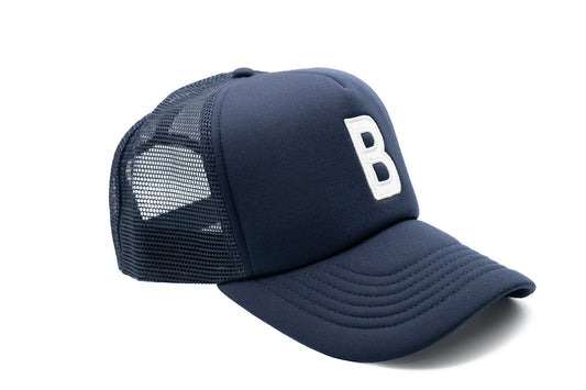 Navy Letter Trucker Hat