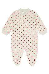 BABY SLEEPSUIT | RED LOVE HEARTS