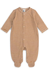 BABY SLEEPSUIT | CHESTNUT STRIPE