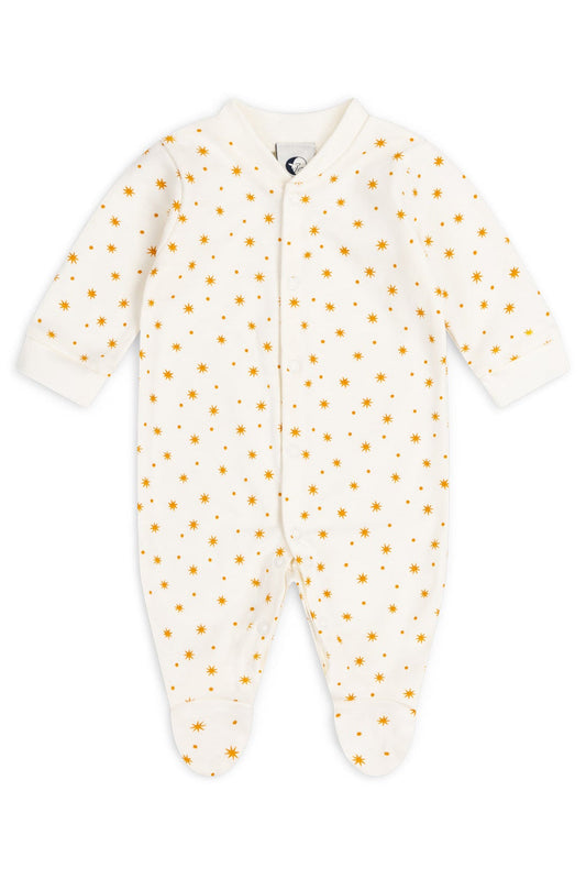BABY SLEEPSUIT | CARAMEL STAR & DOT