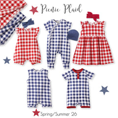 Picnic Plaid Soft Bamboo Sleeveless Baby Shortall Romper