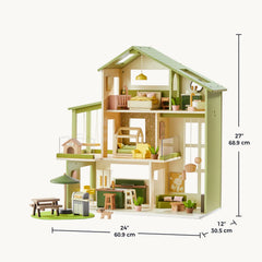 Tiny Land® Sweetwood Edge Dollhouse - Green & Pink