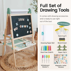 Nature-inspired Play & Art Set — Sage Easel + Forest Play House