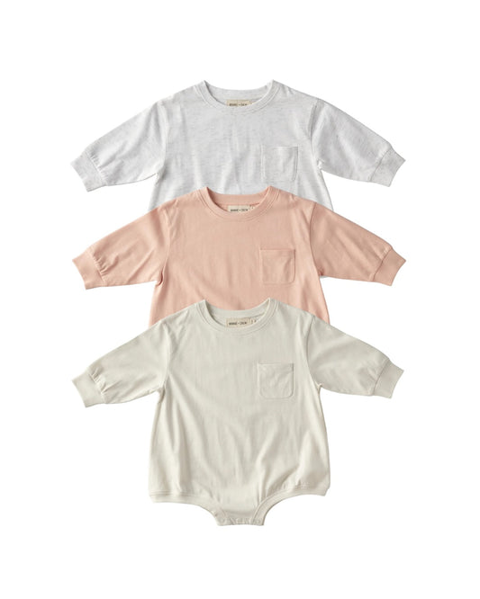 Harley Pocket Romper Bundle - Peach Powder