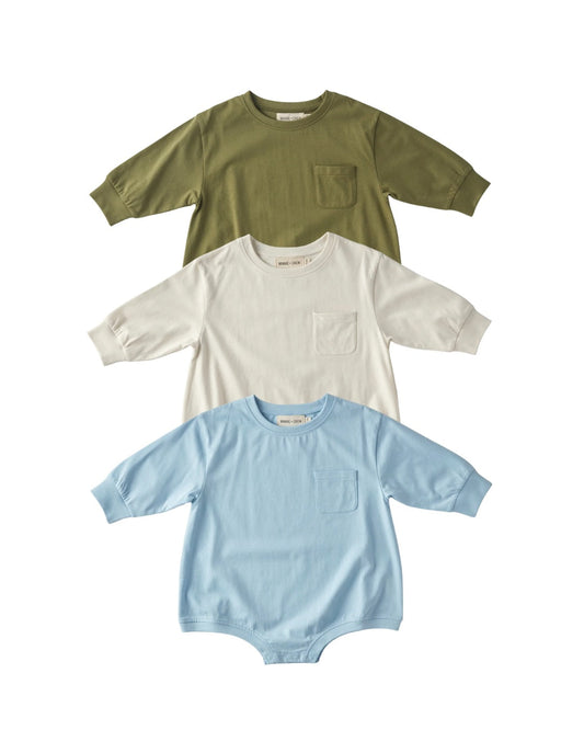 Harley Pocket Romper Bundle - Dream Blue + Loden Green
