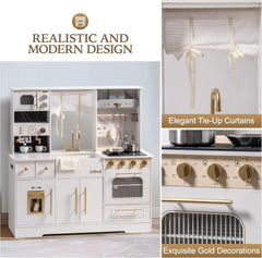 ROBUD Modern Play Kitchen for Kids - White