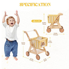 ROBUD Wooden Push Forest King Shopping Cart Walker