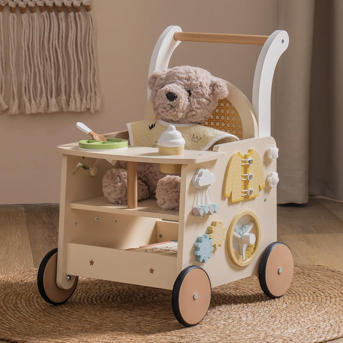ROBUD  Wooden Baby Push Walker - Rattan