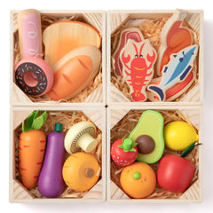 Tiny Land® Wooden Food for Play Kitchen & Wooden Rack