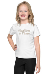 Turns Three 3rd Birthday T-Shirt Personalised Name
