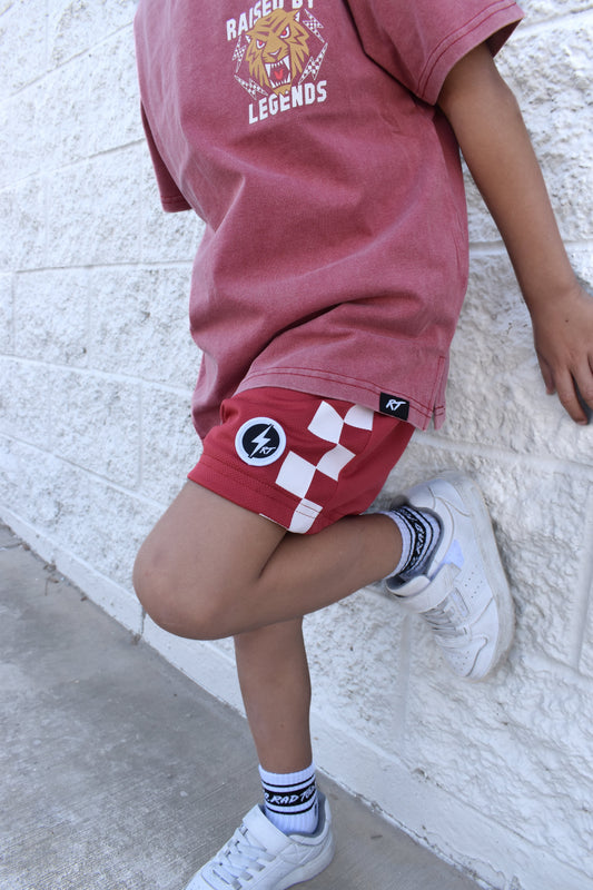 ALL DAY CHECK SHORTS - CRIMSON