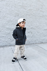 REMOVABLE HOODIE BANXS JACKET - CHARCOAL