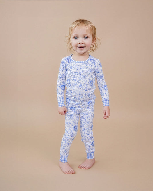 Bamboo Two Piece Set | Blue Flowers