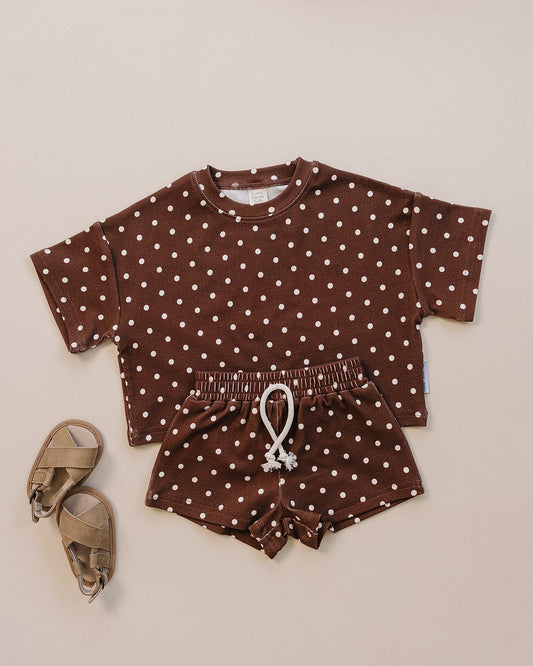Shorts Set | Brown Polka Dots