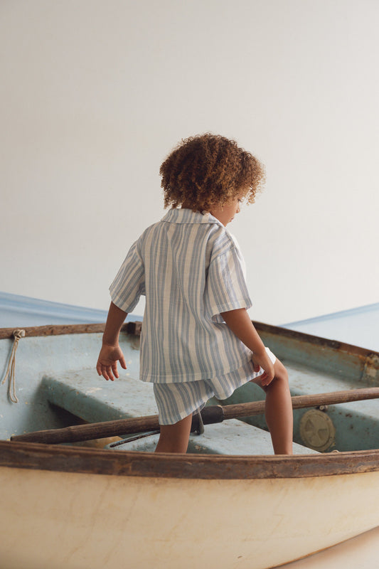 Blue Summer Linen Shorts
