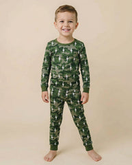 Bamboo Two Piece Set | Green Camo Bolts