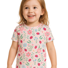 Ladybug Flower Garden Summer Pajama Set