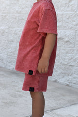 STONE WASH TEE - MUTED RED