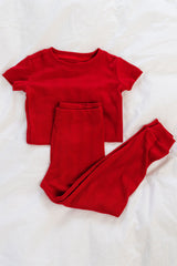 Short Sleeve PJ Set in Poppy Pointelle