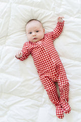 Baby Zip-Up in Merry Gingham