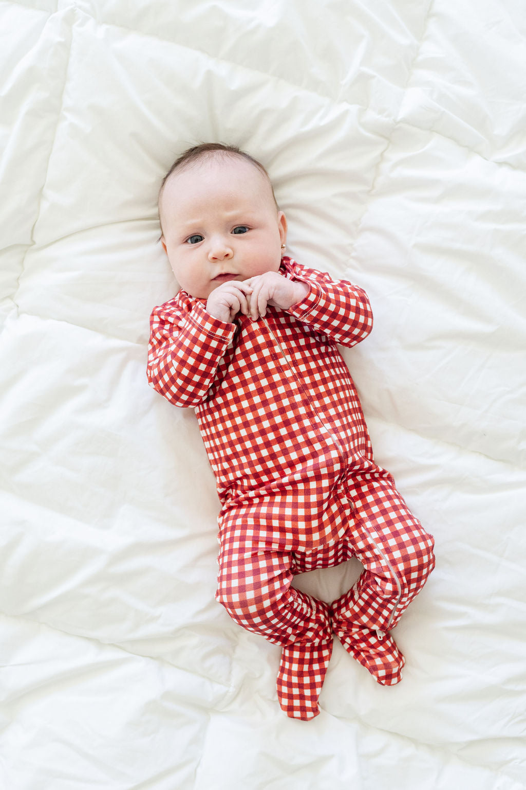 Baby Zip-Up in Merry Gingham