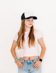 Navy & White Letter Trucker Hat