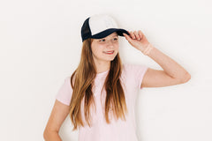 Navy & White Letter Trucker Hat