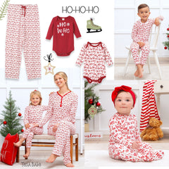 Christmas Ho-Ho-Ho Bamboo Baby Zipper Romper-Family Matching