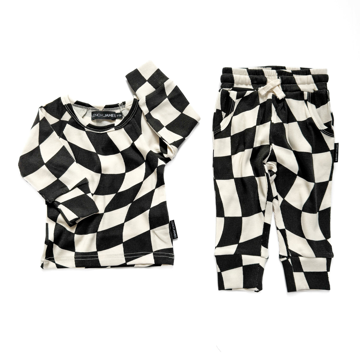 RIBBED SET - WAVY BLACK