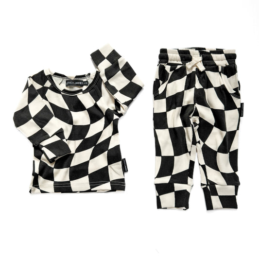 RIBBED SET - WAVY BLACK